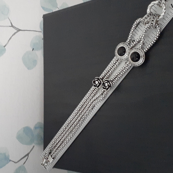 Silver Tone Owl Pendant Necklace with Black Stone - Picture 6 of 10